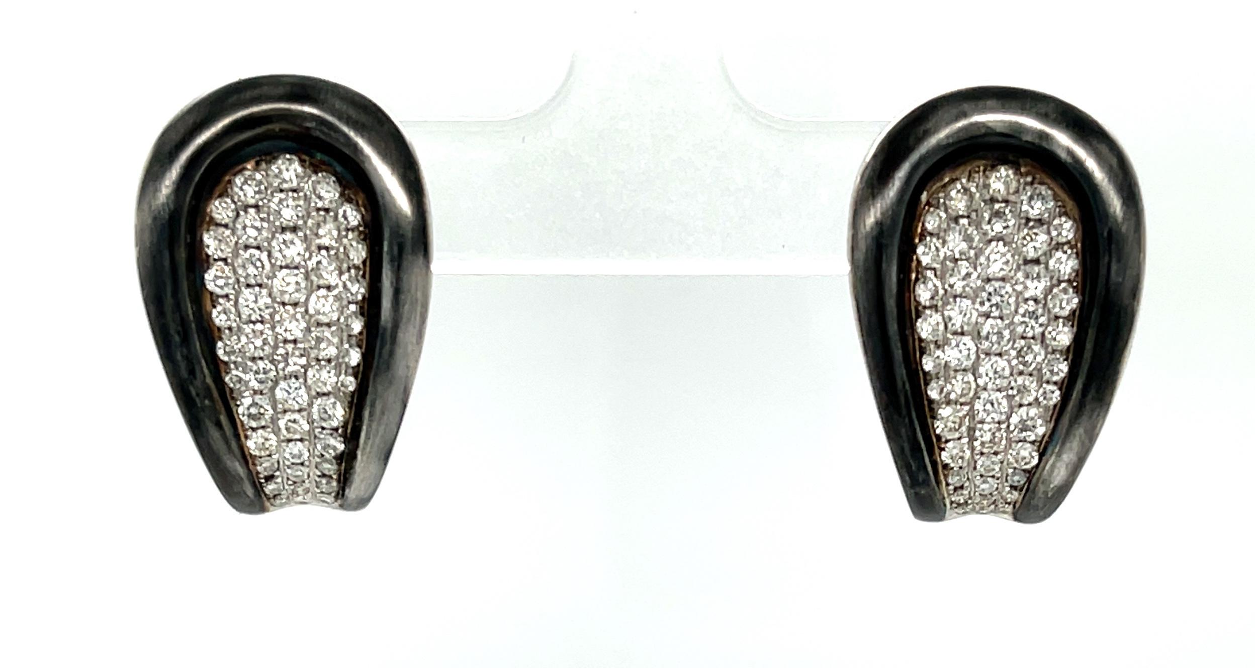Französische Diamant-Clip-Ohrringe aus Weißgold mit italienischem Hufeisenmuster  im Zustand „Neu“ im Angebot in Los Angeles, CA
