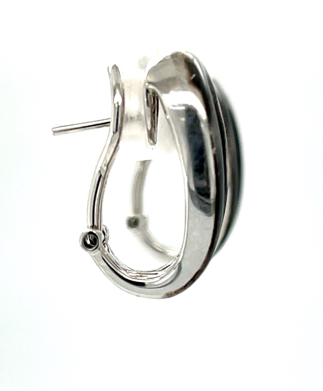 Artisan Diamond Pave Italian Horseshoe Design French Clip Earrings in White Gold  For Sale