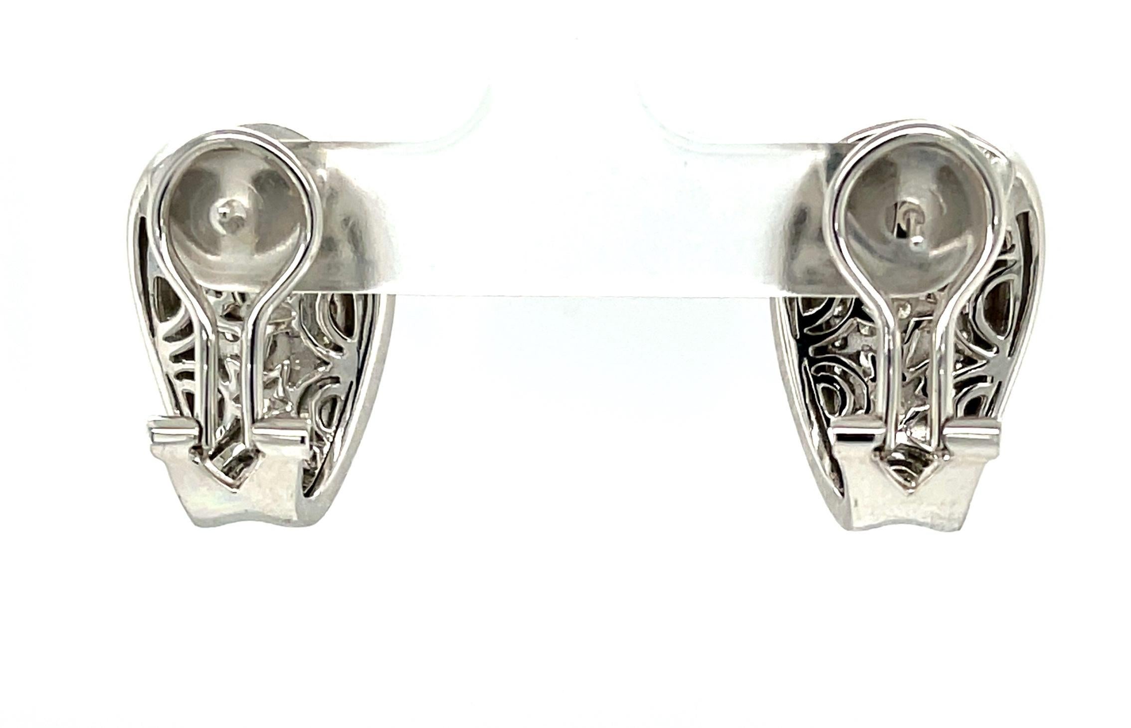 Französische Diamant-Clip-Ohrringe aus Weißgold mit italienischem Hufeisenmuster  im Angebot 1