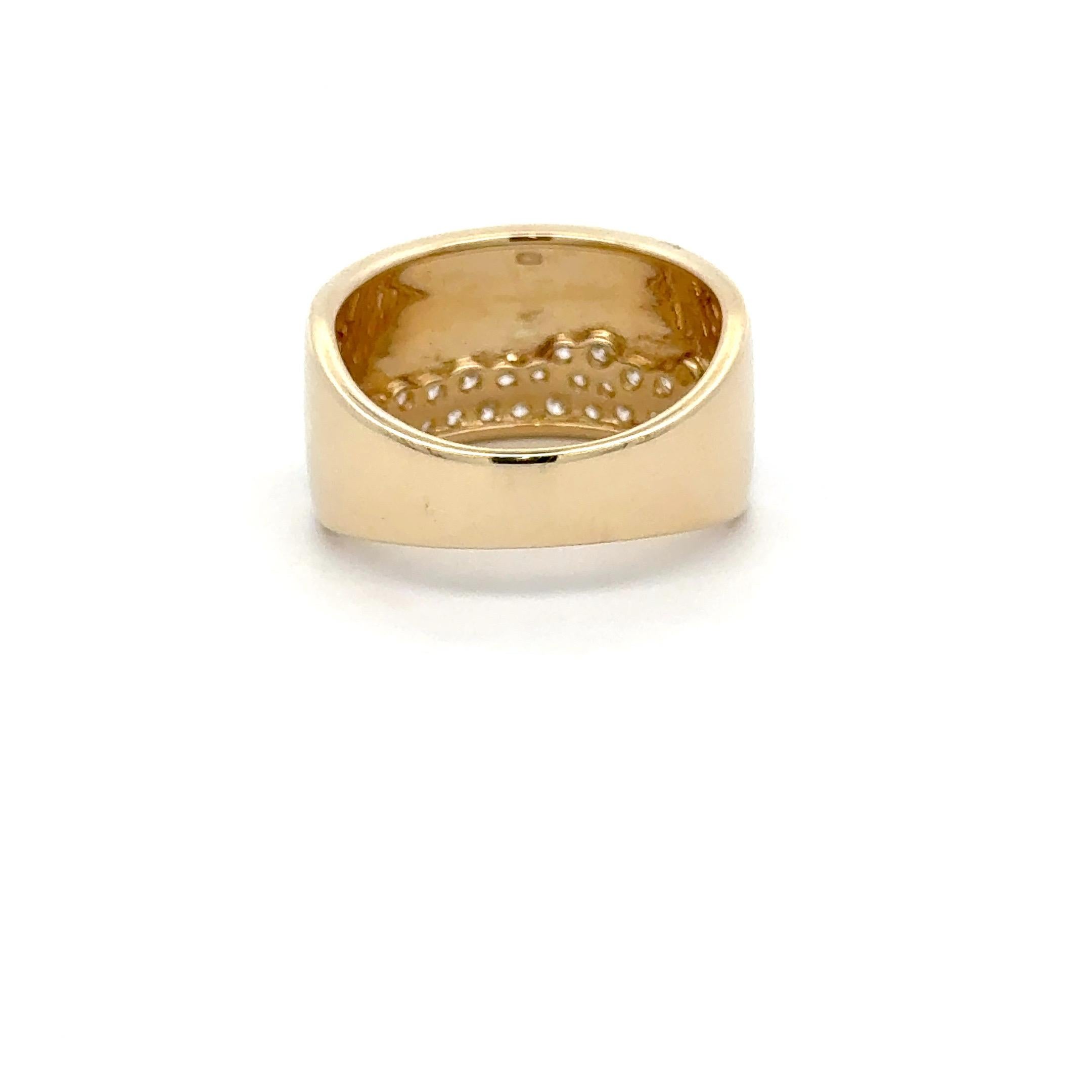 Round Cut Diamond Pave Wide Band Ring 0.71 Carats 14 Karat Yellow Gold G-H SI1-SI2 6 Grams For Sale