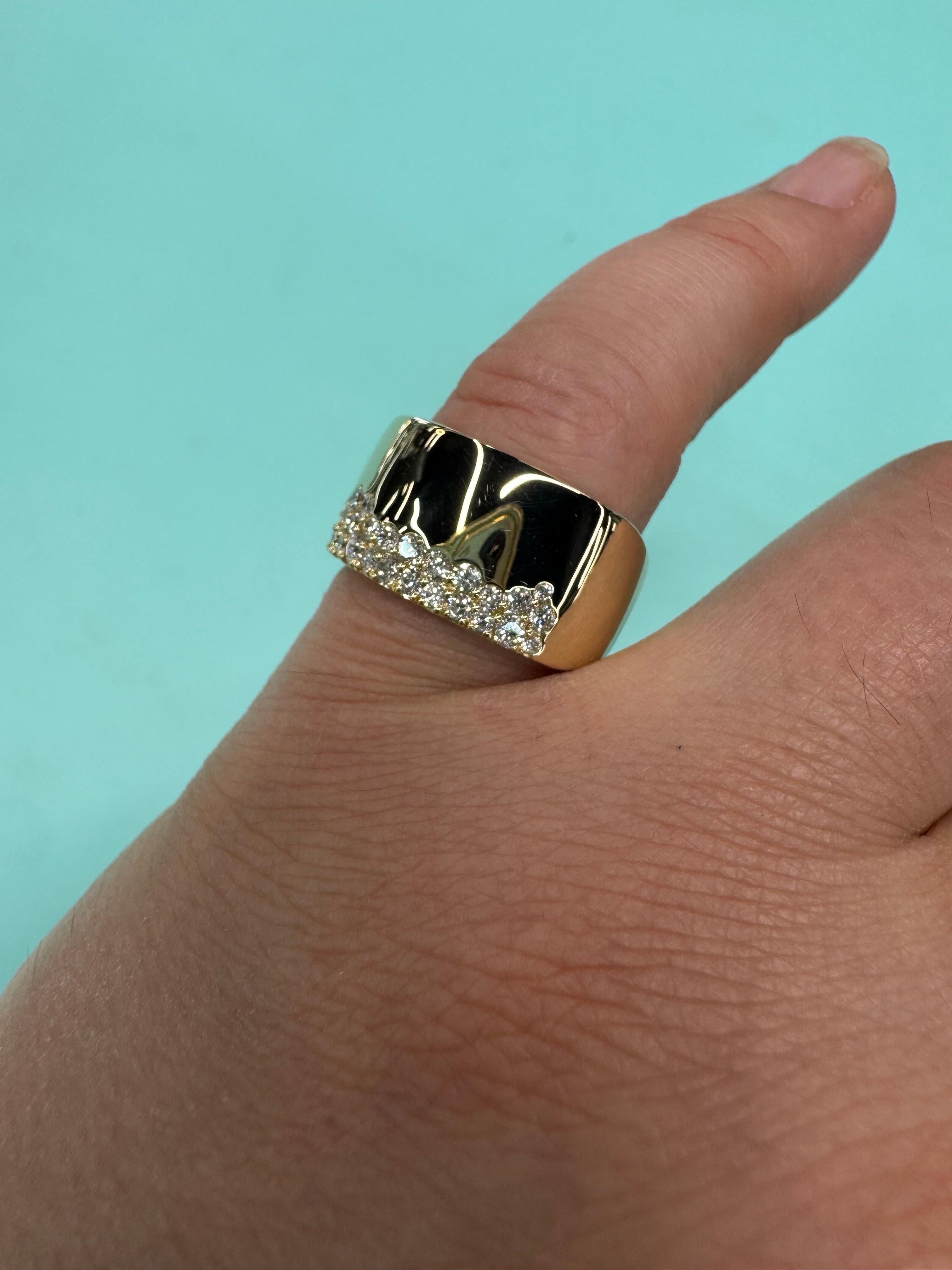 Diamond Pave Wide Band Ring 0.71 Carats 14 Karat Yellow Gold G-H SI1-SI2 6 Grams In New Condition For Sale In New York, NY