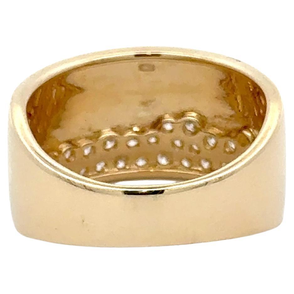 Diamond Pave Wide Band Ring 0.71 Carats 14 Karat Yellow Gold G-H SI1-SI2 6 Grams For Sale 1