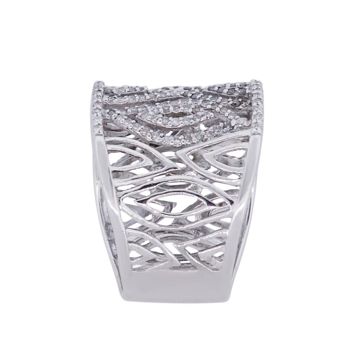 Round Cut Diamond Pave Wide Open Work Ring