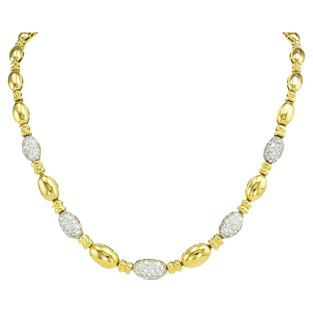 Diamond Pave Yellow Gold Necklace