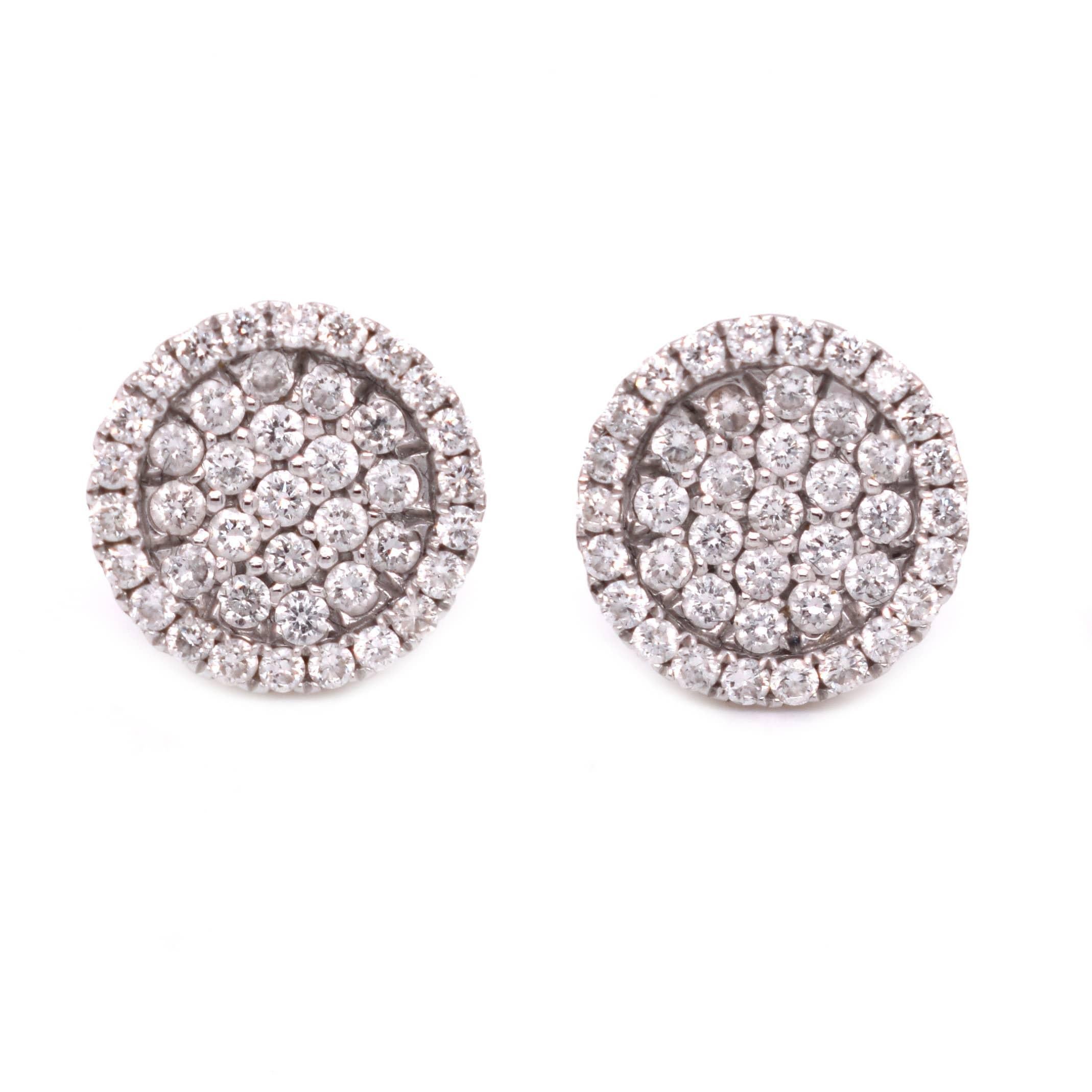 Brilliance Jewels, Miami
Questions? Call Us Anytime!
786,482,8100

Style: Studs / Optical Illusion Halo Studs

Metal: White Gold

Metal Purity: 14k

Stones: 88 Round Brilliant Cut Diamonds (44 each stud)

Total Carat Weight:  approx. 1

Diamond 
