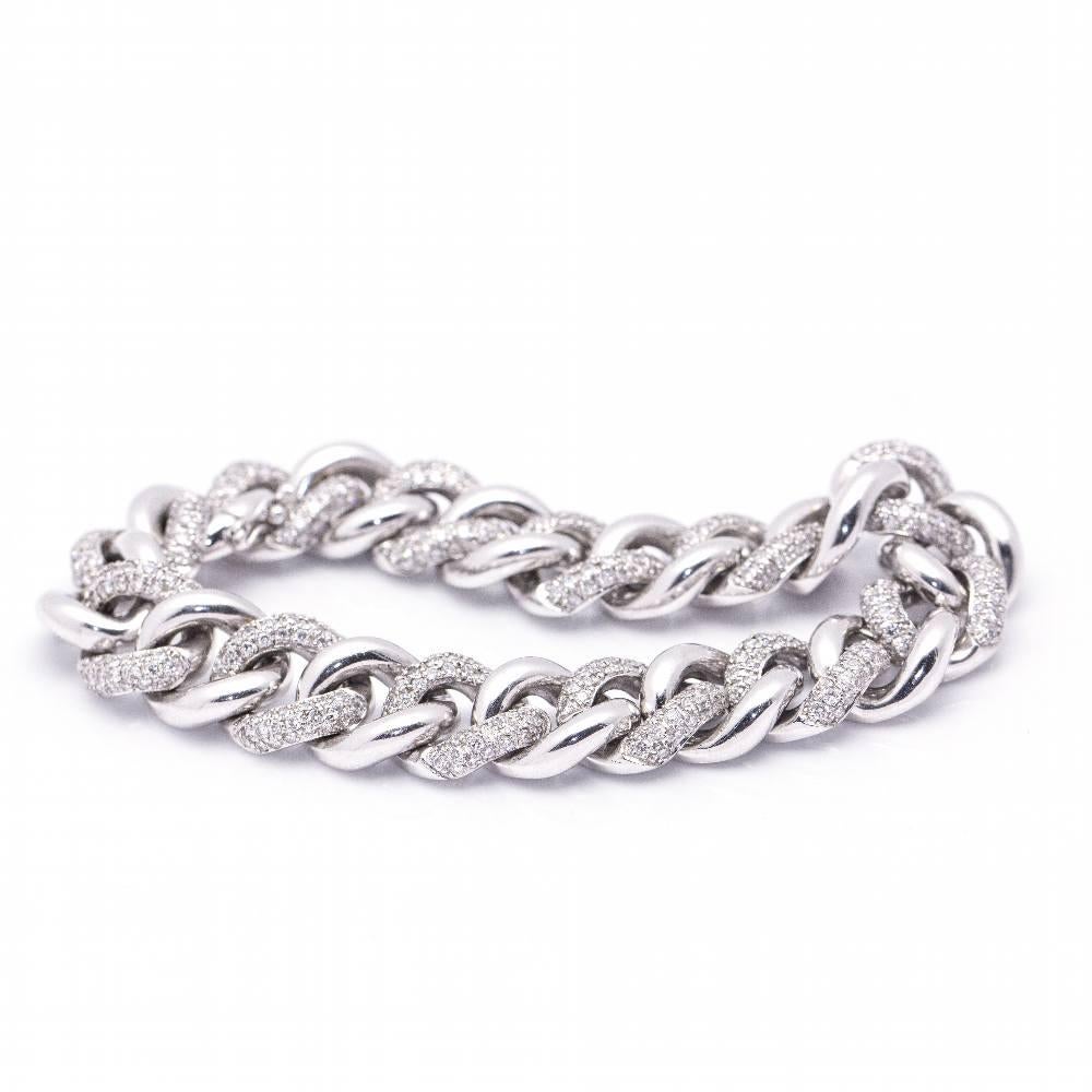 Taille brillant Bracelet à maillons pavés de diamants en vente
