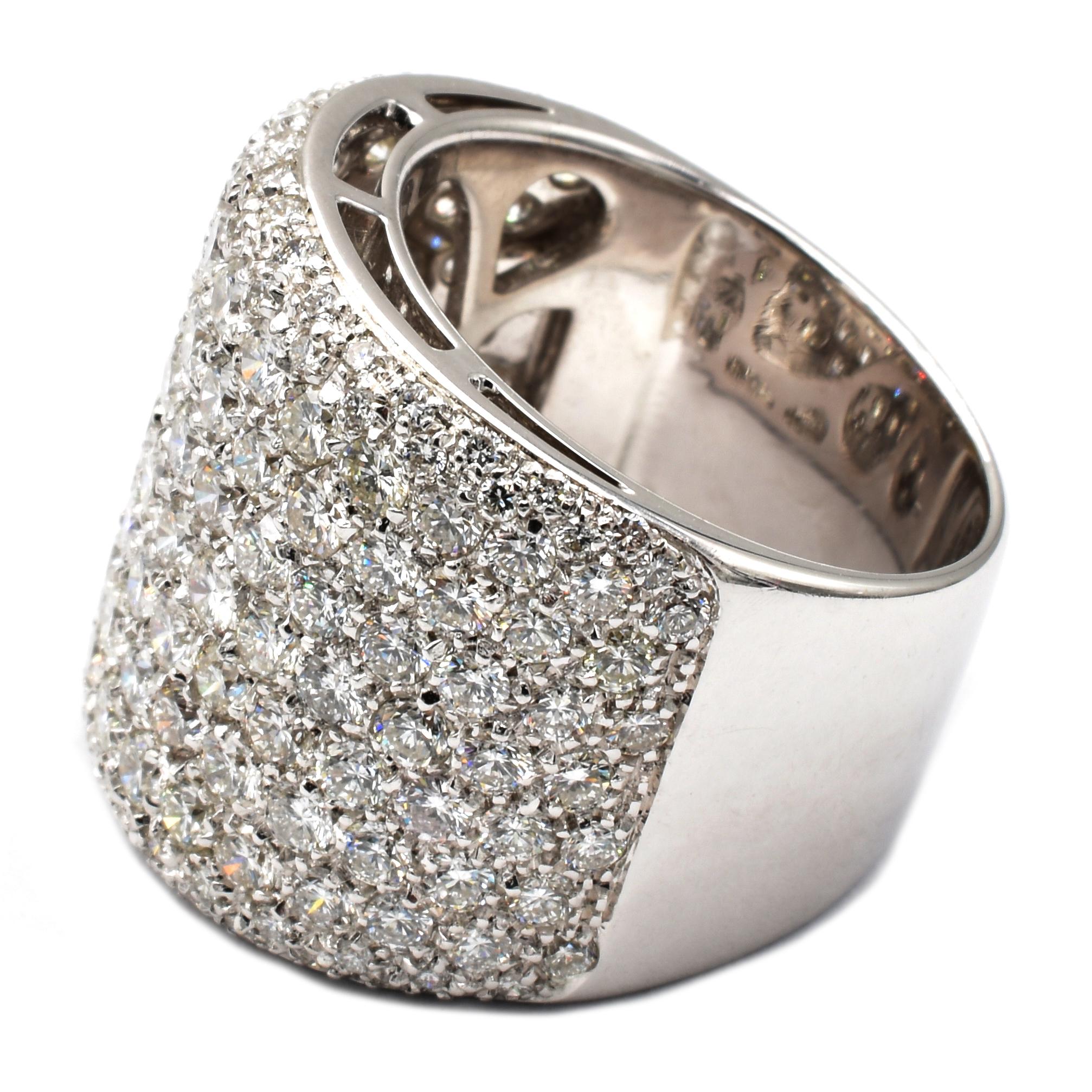 Contemporary Gilberto Cassola Diamond Paveè White Gold Ring Made in Italy