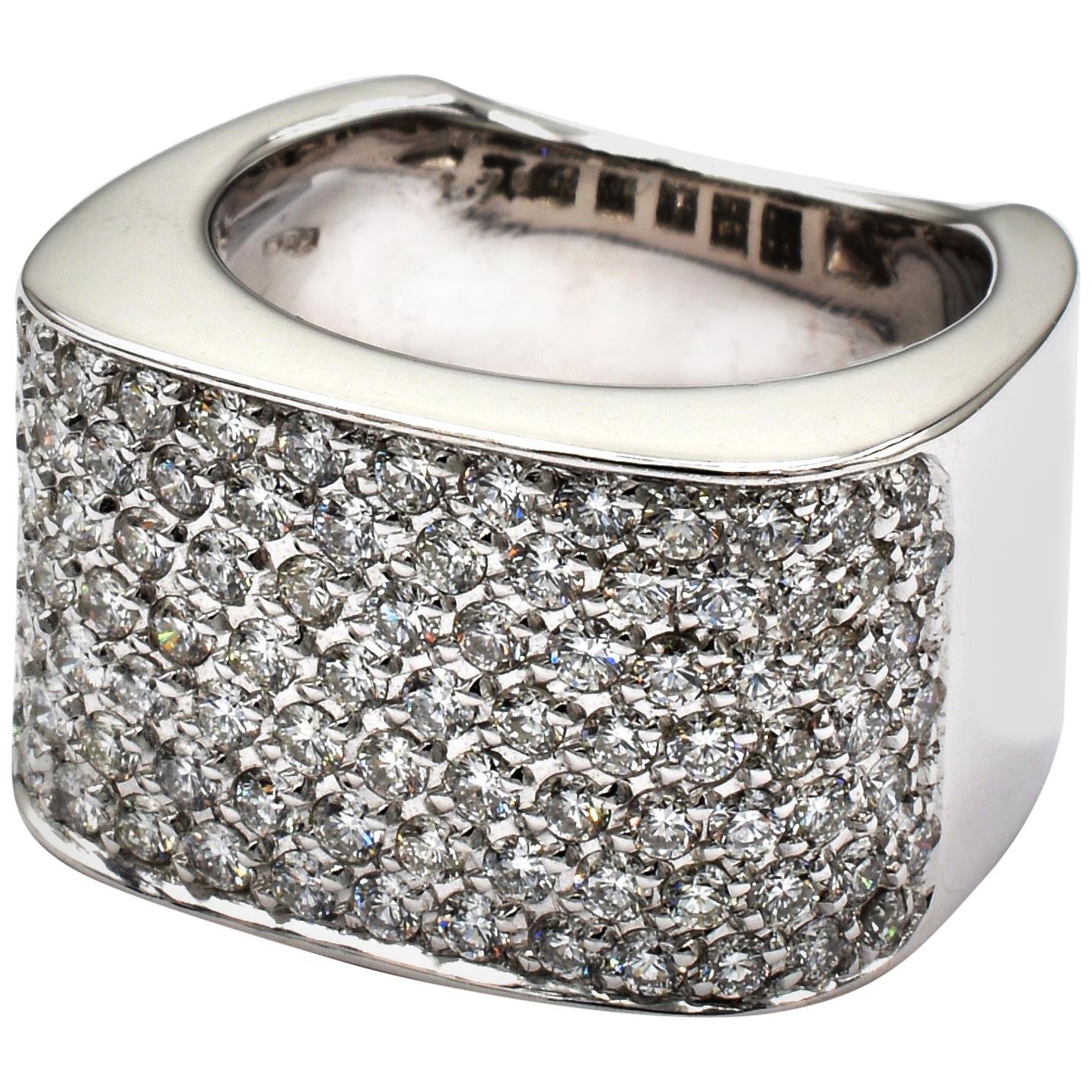 Gilberto Cassola Diamant Paveè Weißgold Quadratischer Ring Made in Italy