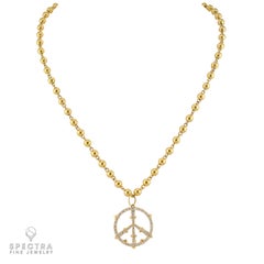 Diamond Peace Pendant Necklace in 14kt Yellow Gold
