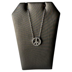Diamond Peace Sign Necklace in Sterling Silver – 0.06ctw HI I1 Diamonds, 16"