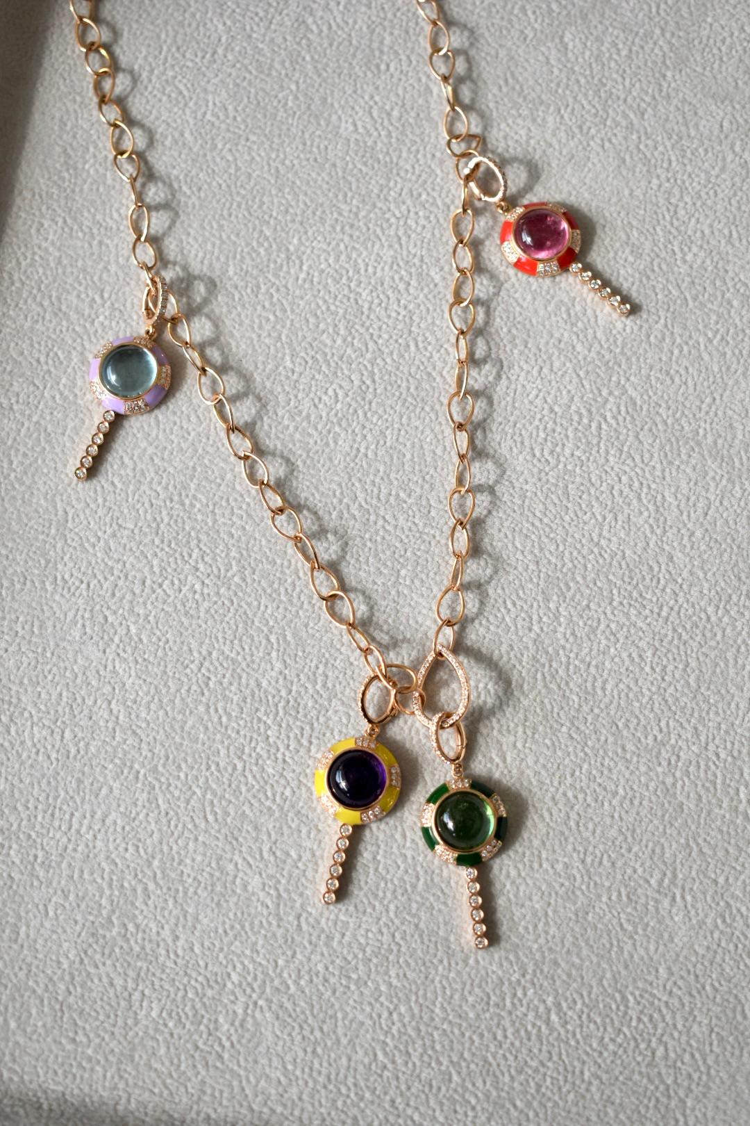 Diamant-Halskette mit Birnenkette von Joanna Achkar  (Moderne) im Angebot
