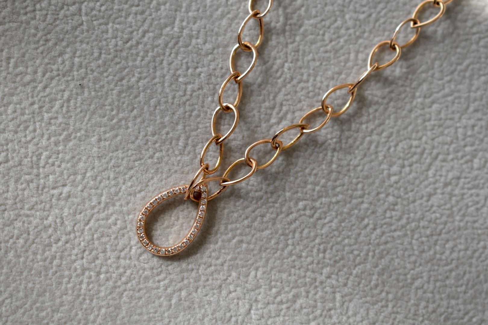 Brilliant Cut Diamond Pear Chain Necklace by Joanna Achkar For Sale