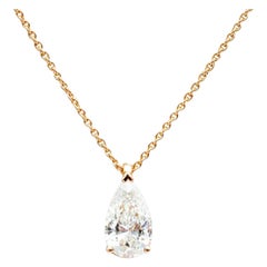 Diamond Pear Cut 1.81 Carats French Mounted on 18 Karat Rose Gold HRD Certified