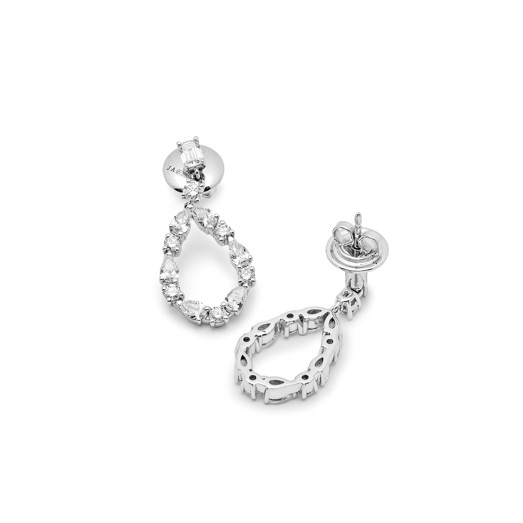 Contemporary Diamond Pear Cut-Out Earrings For Sale