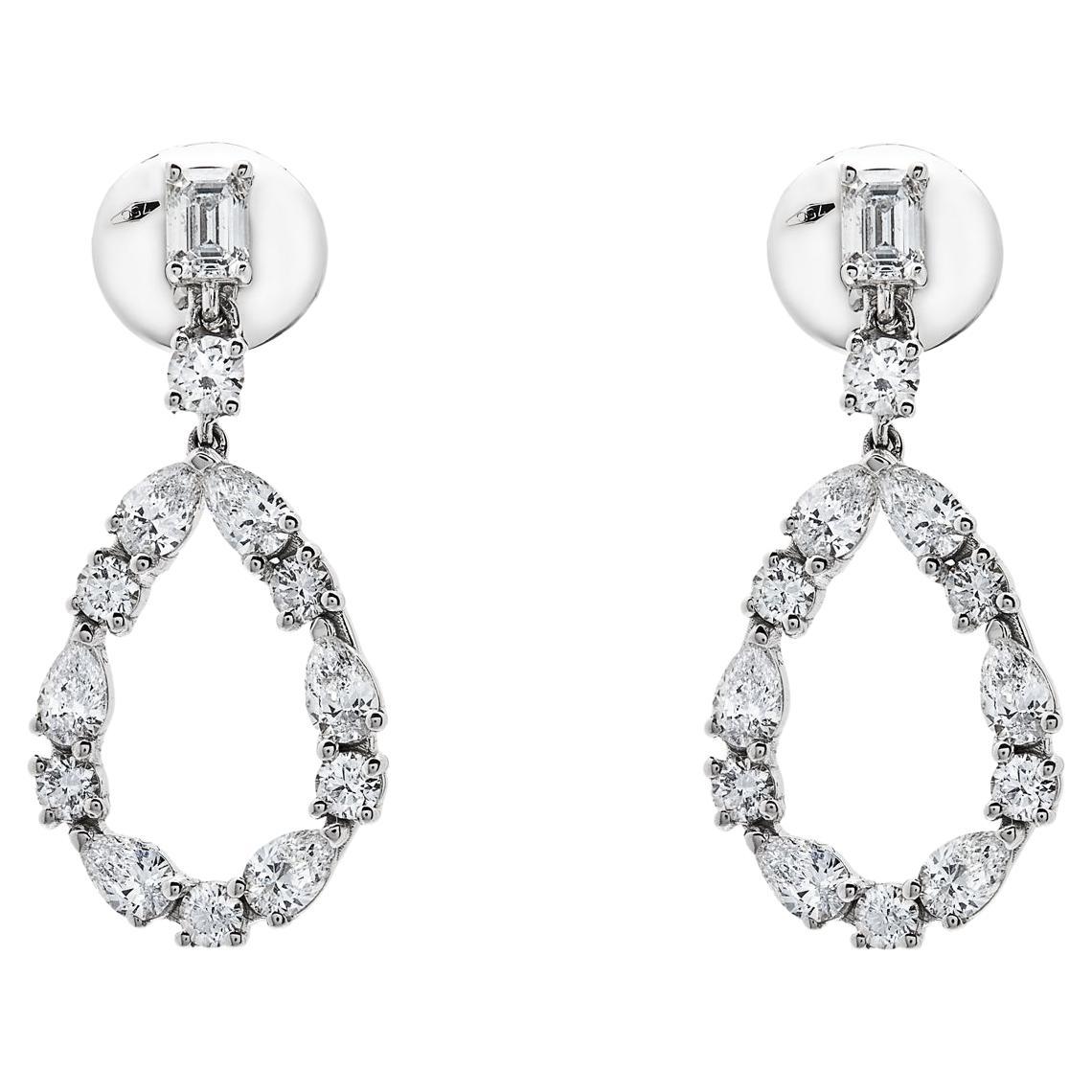 Diamond Pear Cut-Out Earrings For Sale