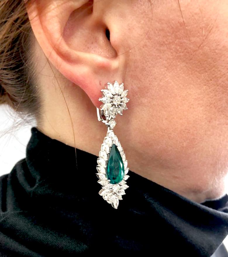 emerald pear drop earrings