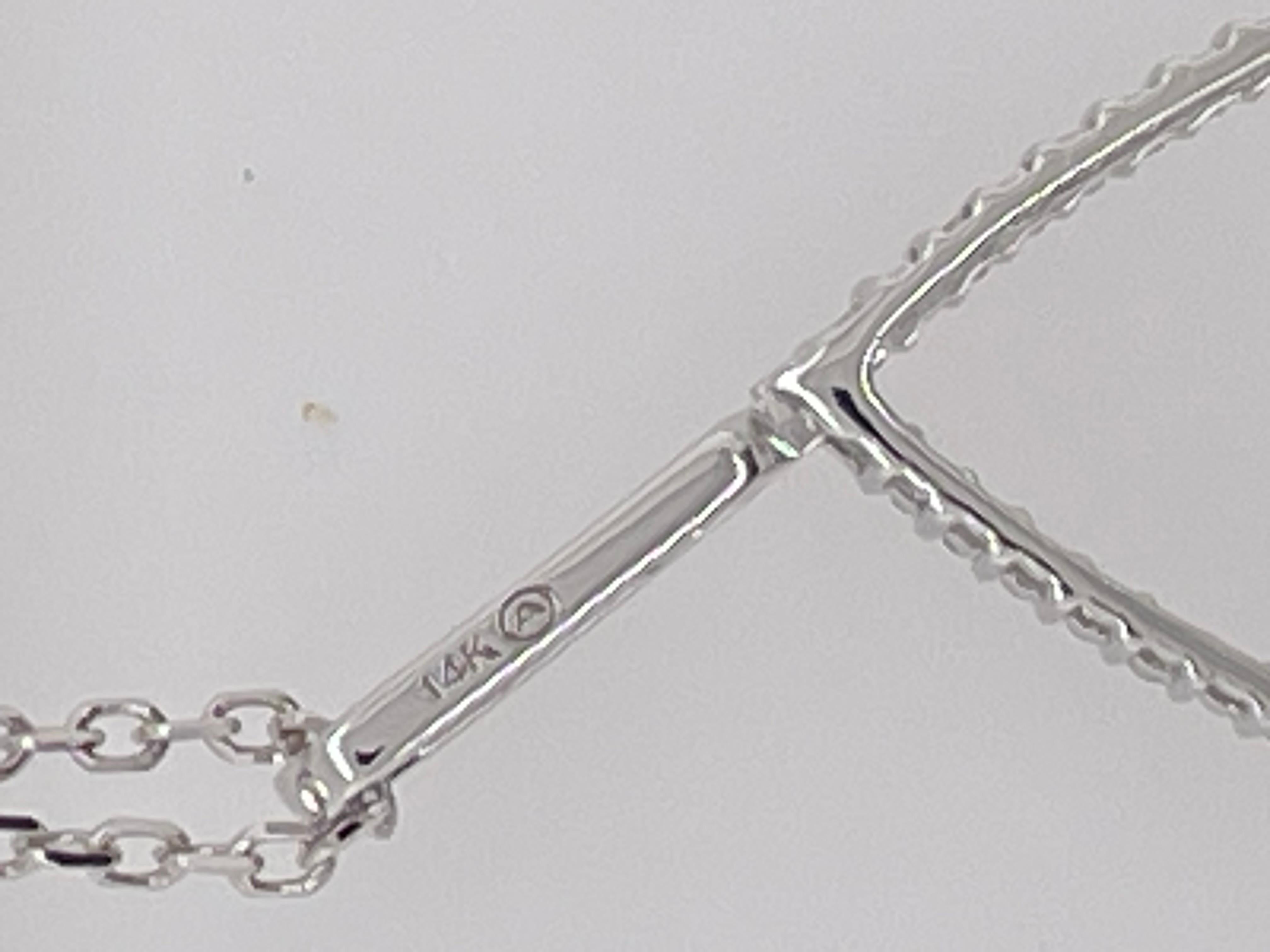 Collana con ciondolo a pera con diamanti, oro bianco 14 carati in vendita 3