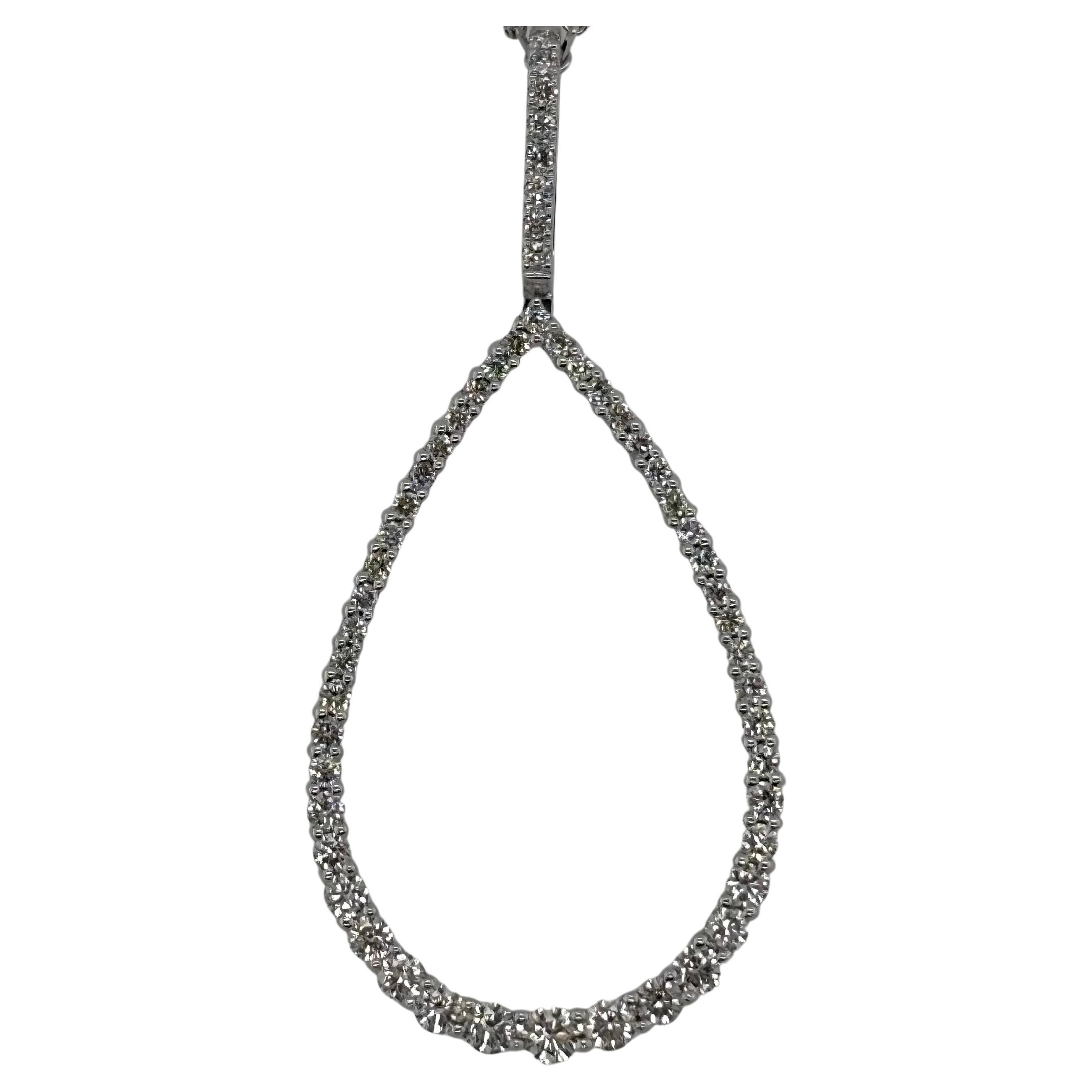 Diamond Pear Loop Pendant Necklace, 14kt White Gold
