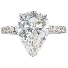 Diamond Pear Shape 3.56ct GIA Certified G/SI2 Platinum Engagement Ring