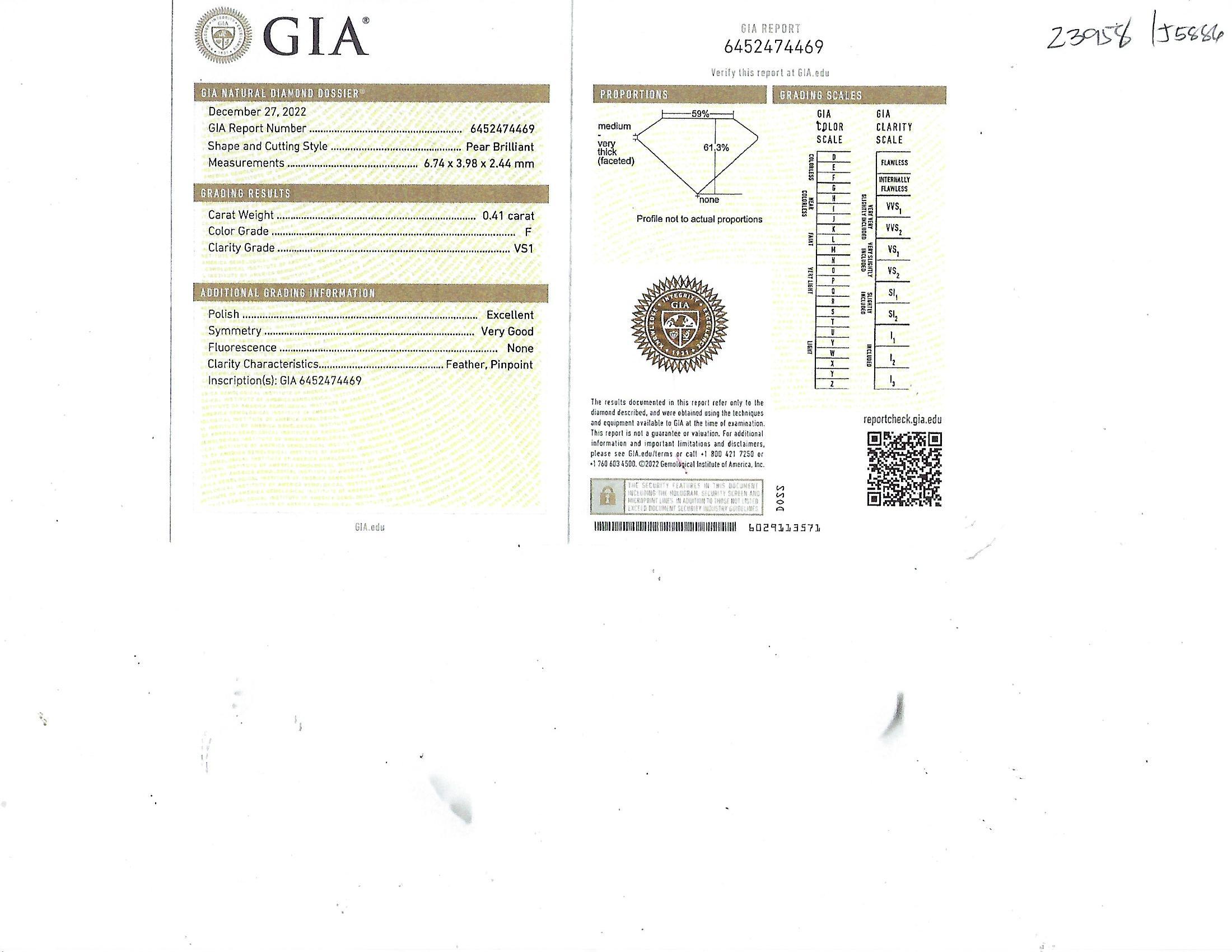 Diamant-Blumenring in Birnenform und rund 2,72 Karat, Farbe D-F, GIA-Zertifikate im Angebot 3