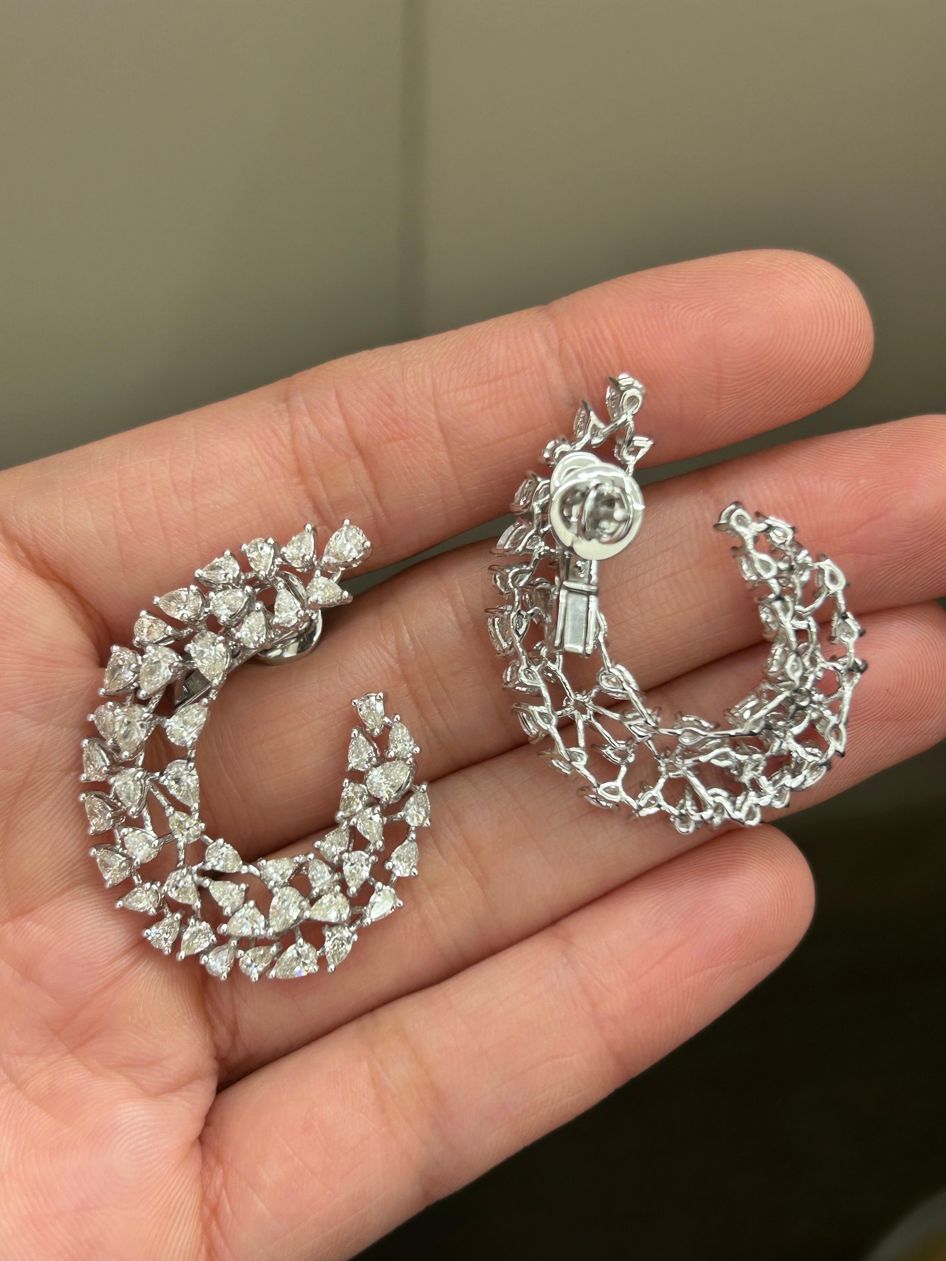 Pear Cut Diamond Pear Shape Cluster Stud Earrings For Sale