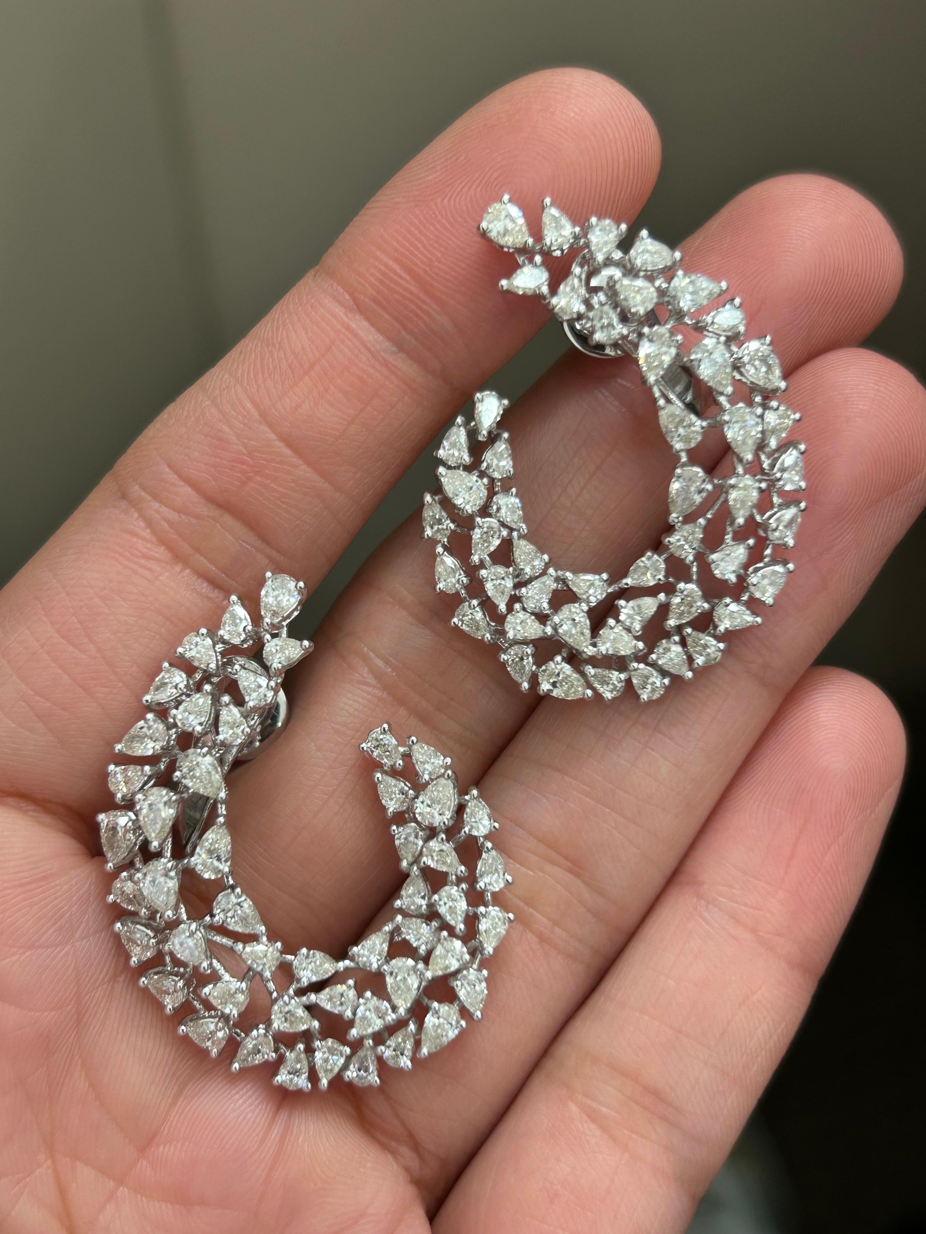 Women's Diamond Pear Shape Cluster Stud Earrings For Sale