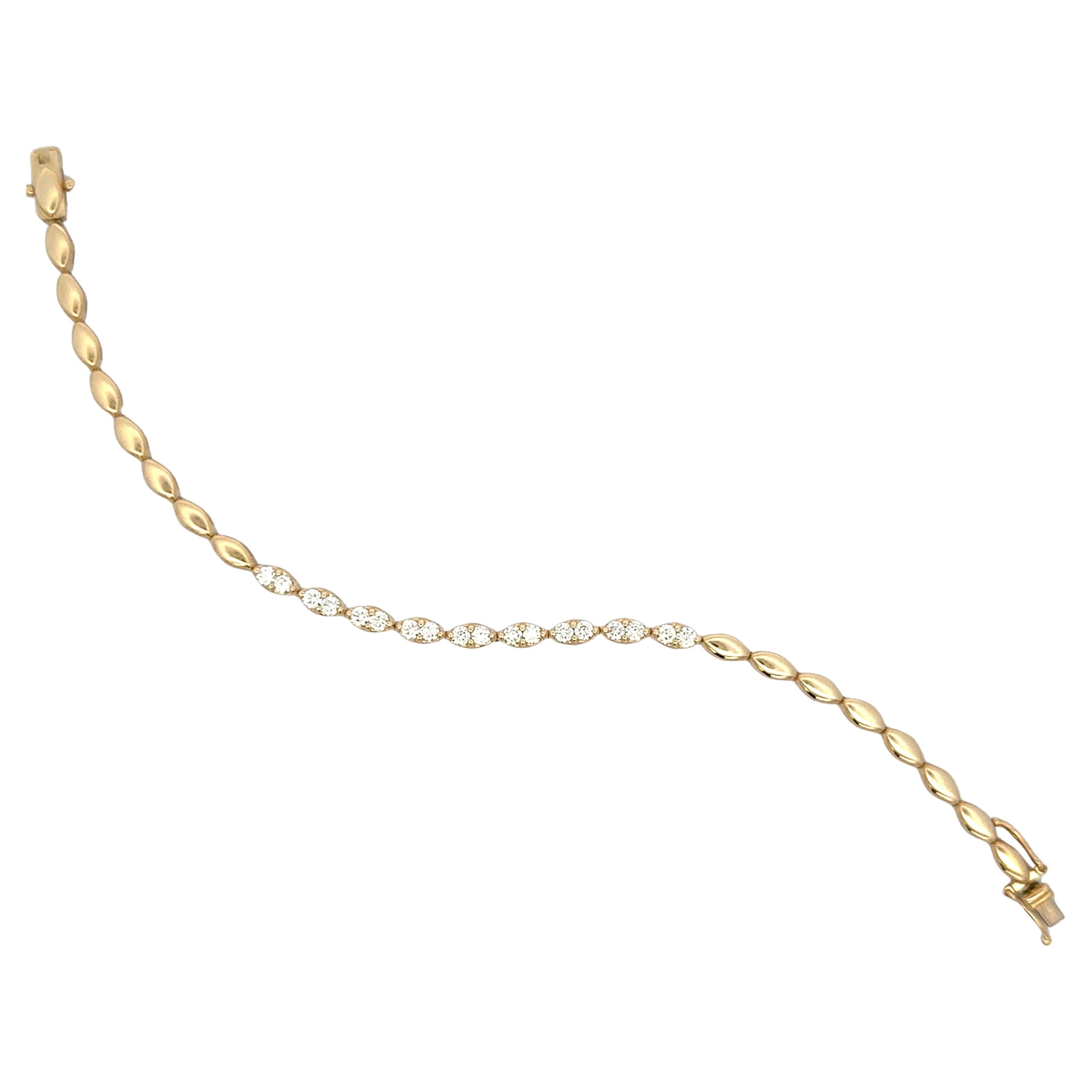 Diamond Pear Shape Link Tennis Bracelet 1.14 Carats 14 Karat Yellow Gold 7 Grams