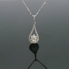 Diamond Pear Shape Pendant on Chain, 18kt white gold
