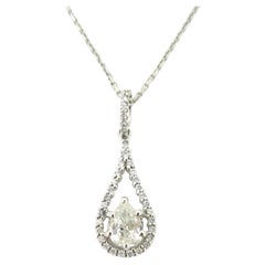 Diamond Pear Shape Pendant on Chain, 18kt white gold