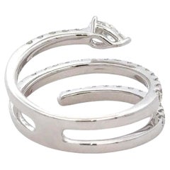 Diamond Pear Shape & Round Brilliant Three Row Ring 1.02 Carats 18KT White Gold