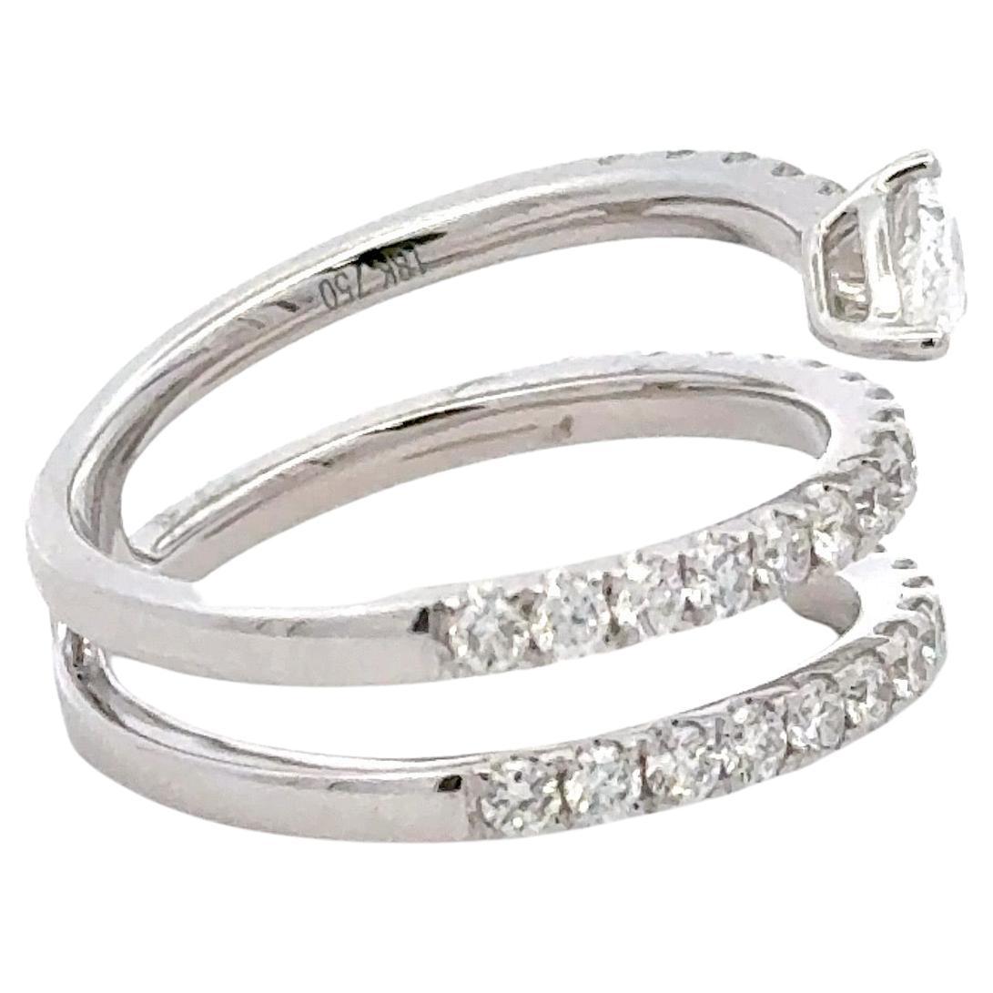 Diamant Birne Form & Runde Brillant Drei Row Ring 1,02 Karat 18KT Weißgold (Zeitgenössisch) im Angebot