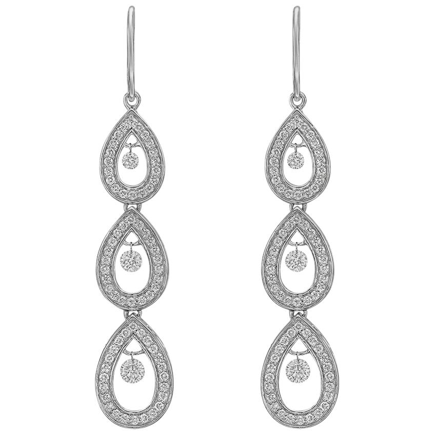 Diamond Pear-Shaped Chain Drop Earrings