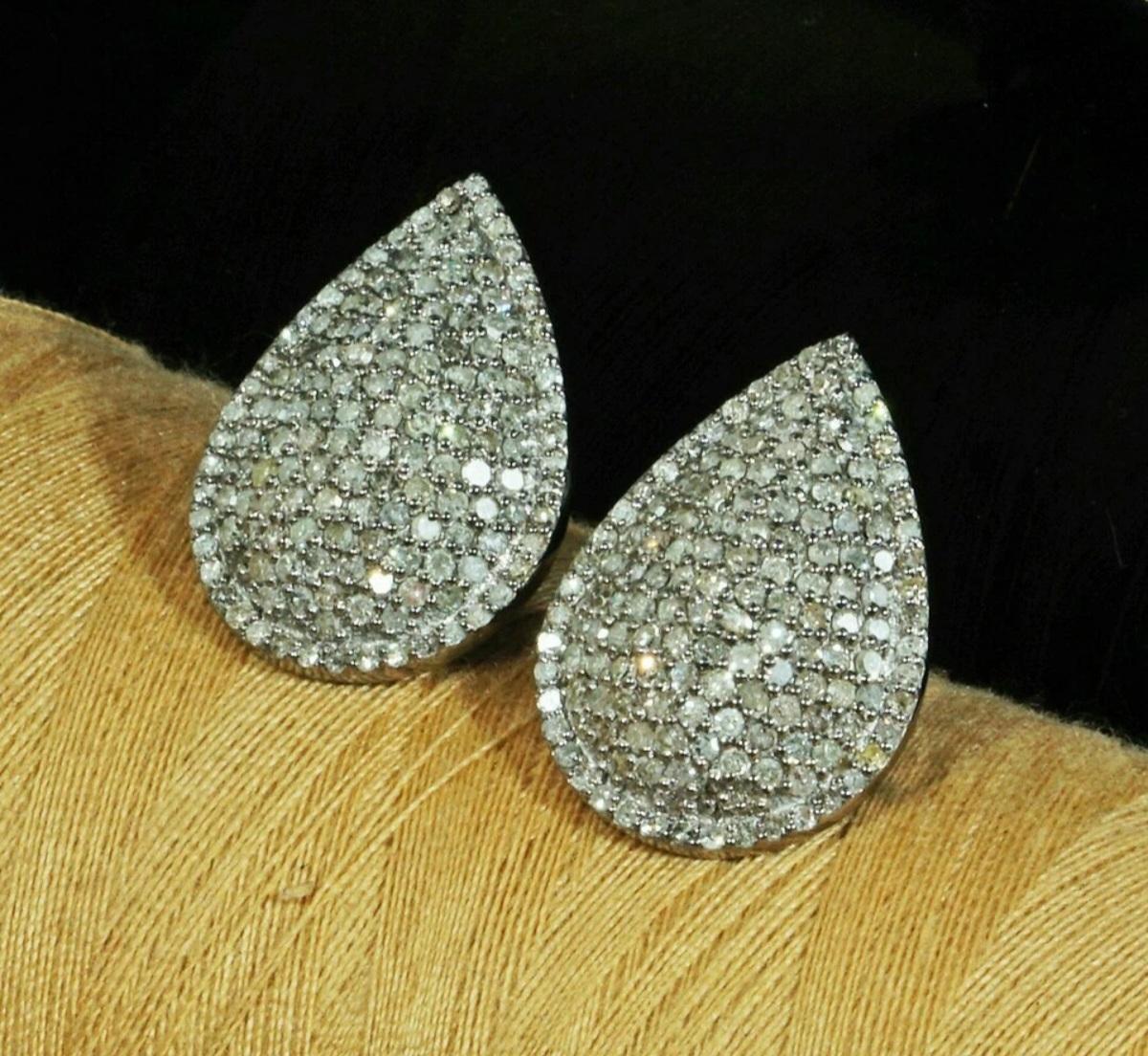 Taille ronde Boucle d'oreille en forme de poire en diamant 925 Silver Women Diamond Jewelry Earring Gift. en vente