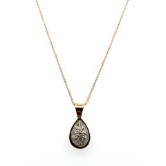 Diamant birnenförmige Träne Tropfen Vintage Halskette Gelbgold