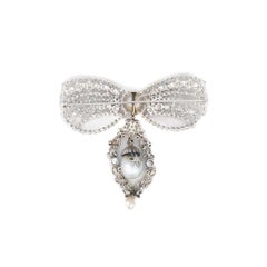 Diamond & Pearl Bow Brooch