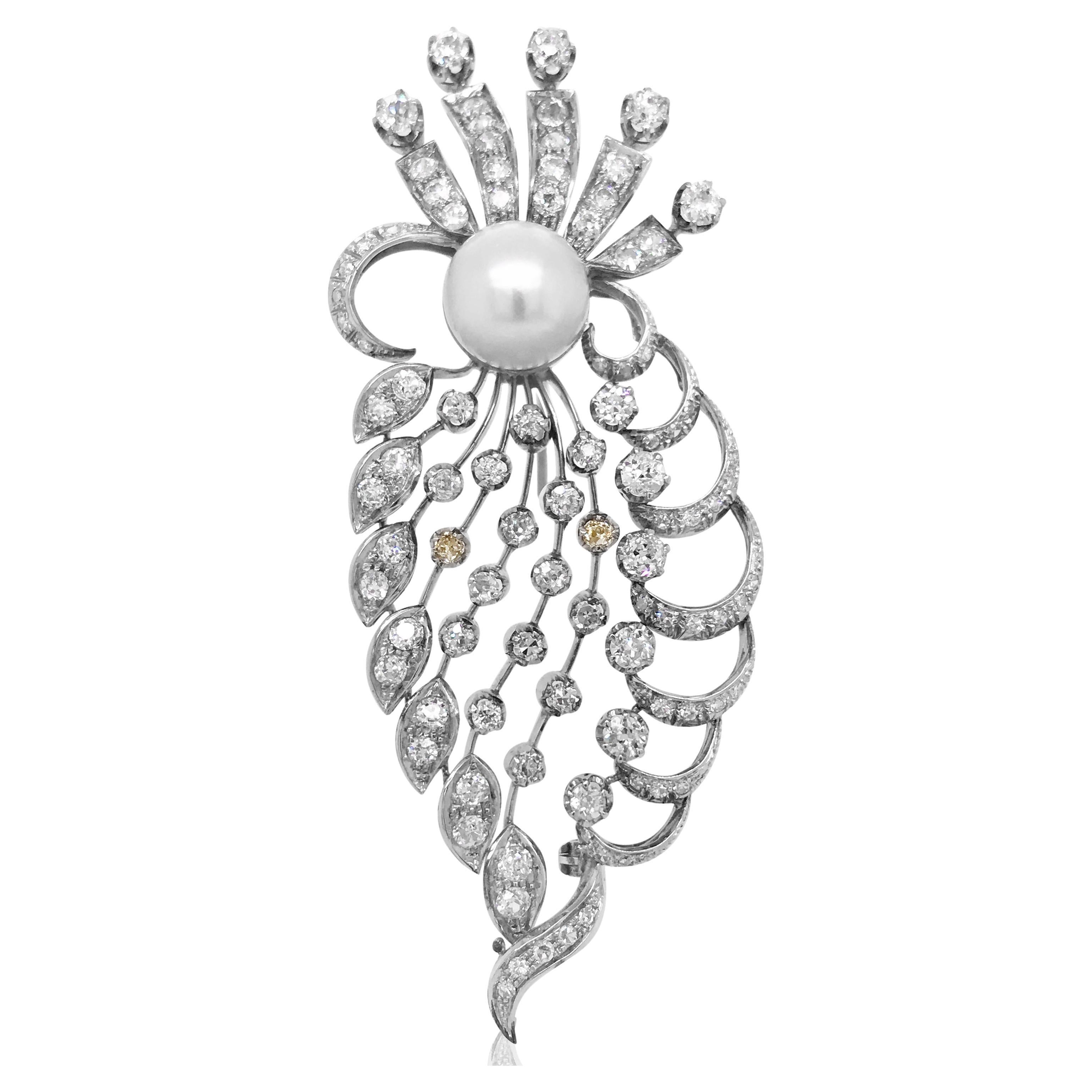 Broche en diamant et perle