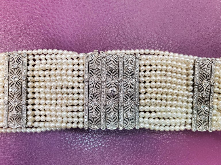 Diamond and Pearl Choker For Sale at 1stDibs