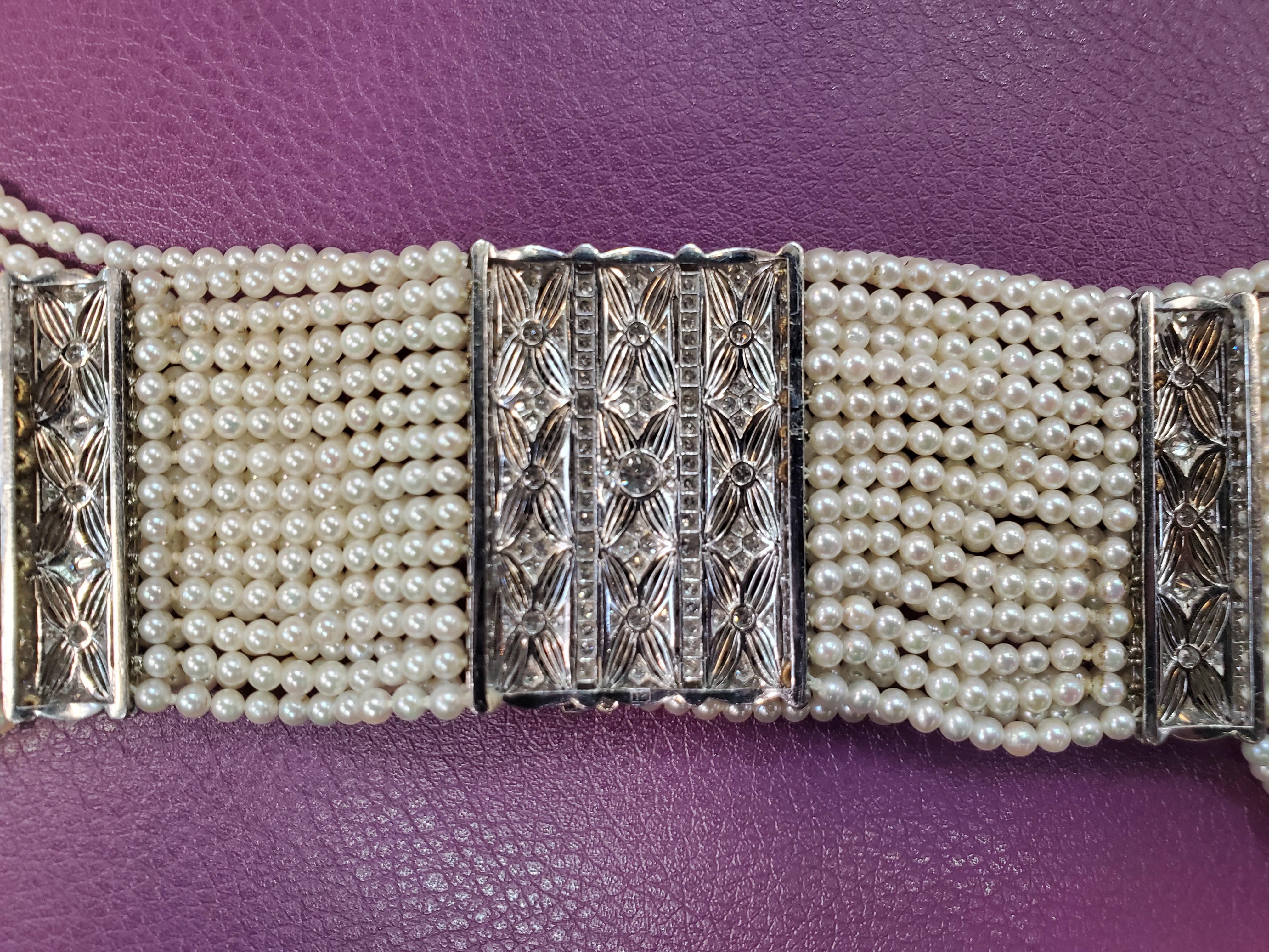 Diamant- und Perlen-Choker (Brillantschliff)
