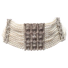 Diamant- und Perlen-Choker