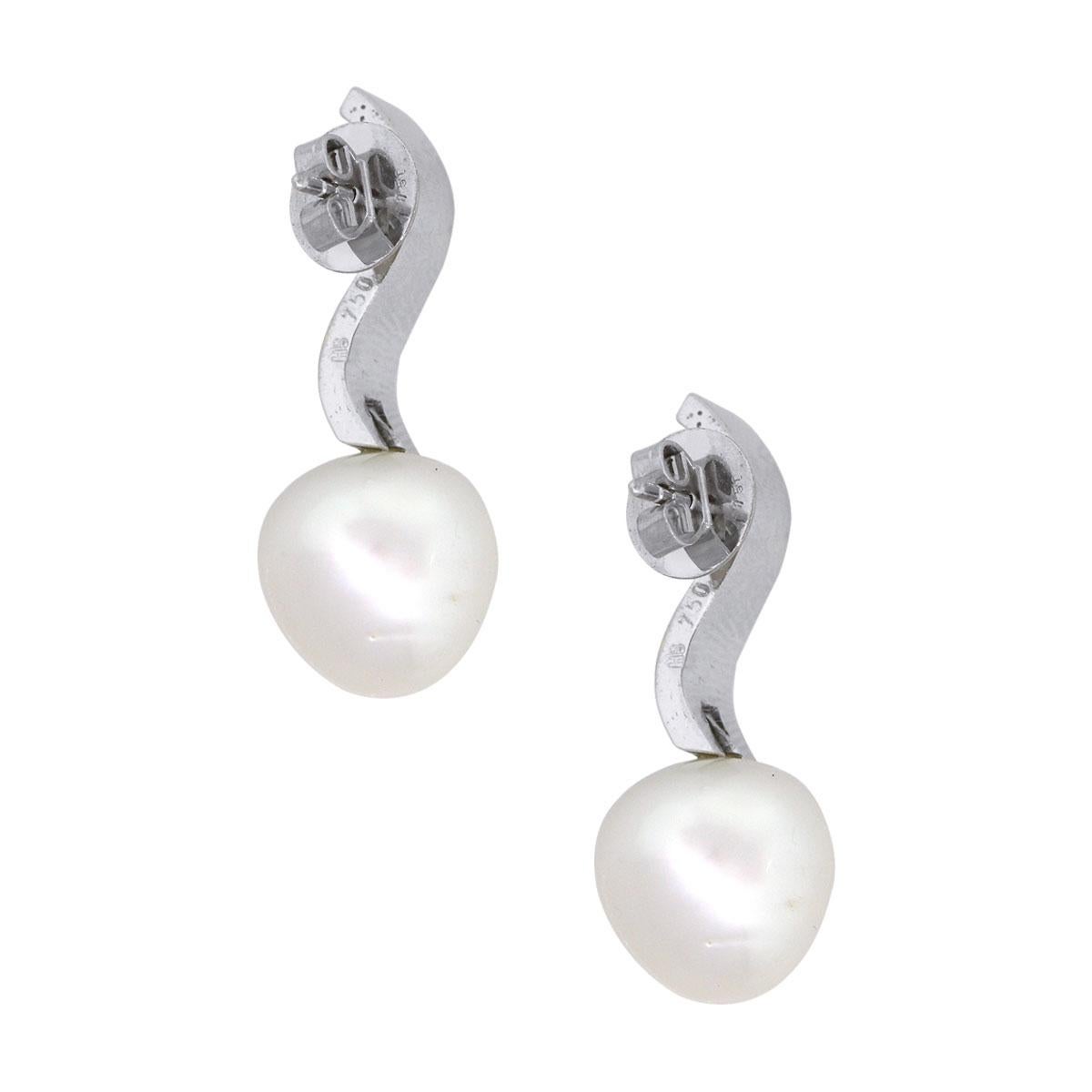 Orecchini con diamanti e perle in vendita 1