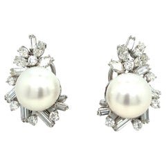 Diamond Pearl Ear Clips