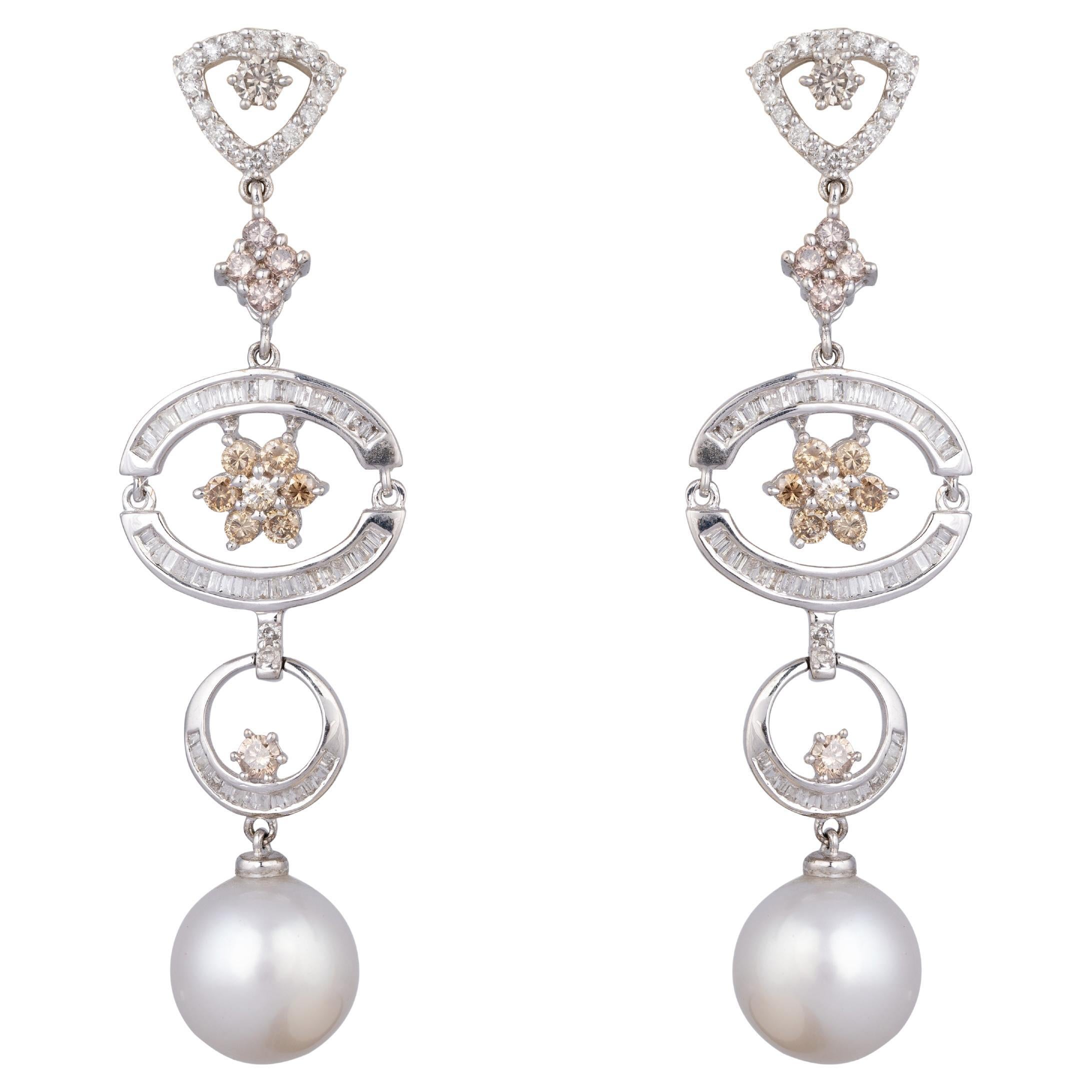 Diamond Pearl Earring in 18k gold 