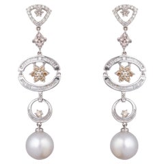Diamond Pearl Earring in 18k gold 