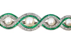 Diamond, Pearl & Emerald Brooch
