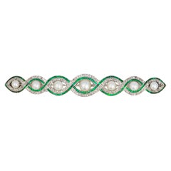 Diamond, Pearl & Emerald Brooch