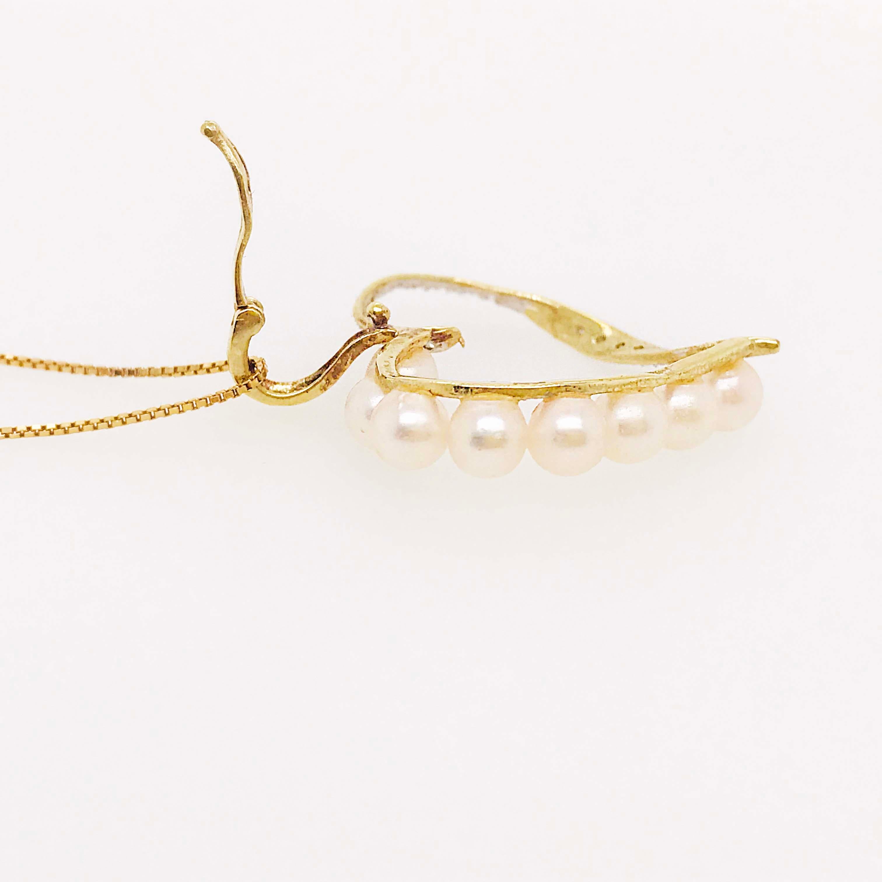 Diamant- und Perlen-Herz-Anhänger & Halskette Enhancer mit 14 Karat Gold Box Kette im Angebot 1