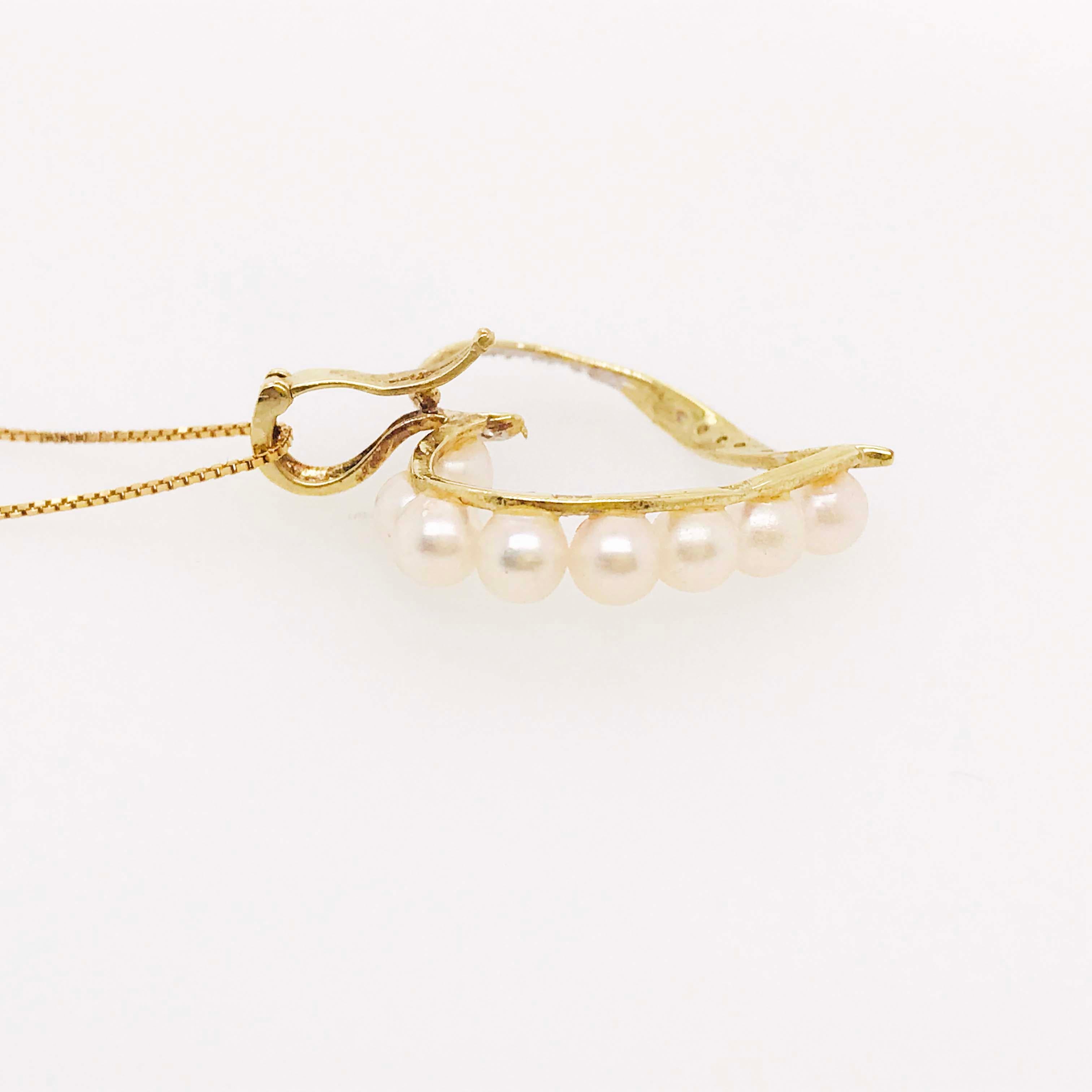 Diamant- und Perlen-Herz-Anhänger & Halskette Enhancer mit 14 Karat Gold Box Kette im Angebot 2