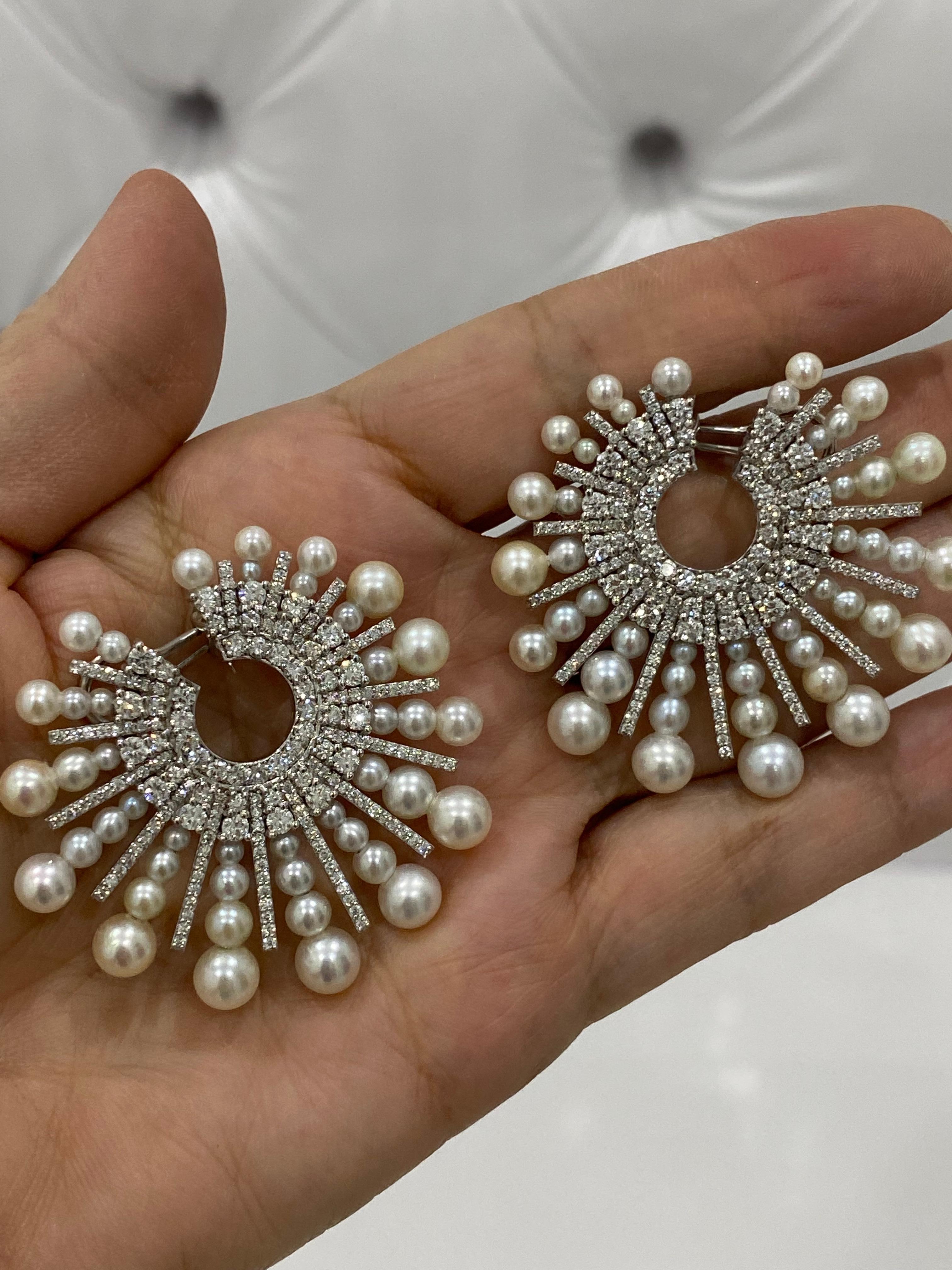 Diamond Pearl Spoke 18 Karat Incredible Earrings 4