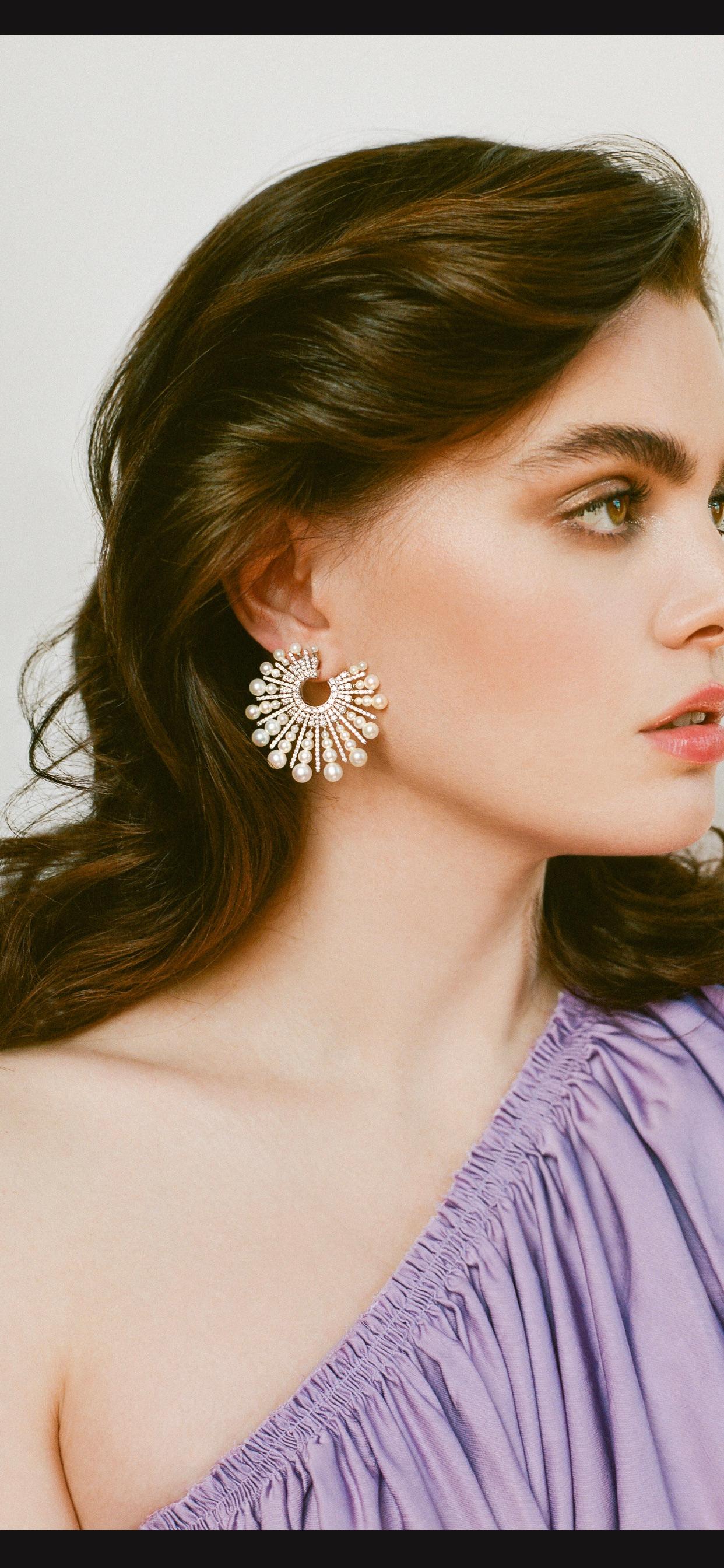 Diamond Pearl Spoke 18 Karat Incredible Earrings 3