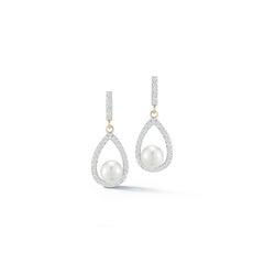Diamond Pearl Tear Drop Earring
